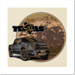 Texas-Style Ford Truck beach scene grays and golds colors Posters and Art